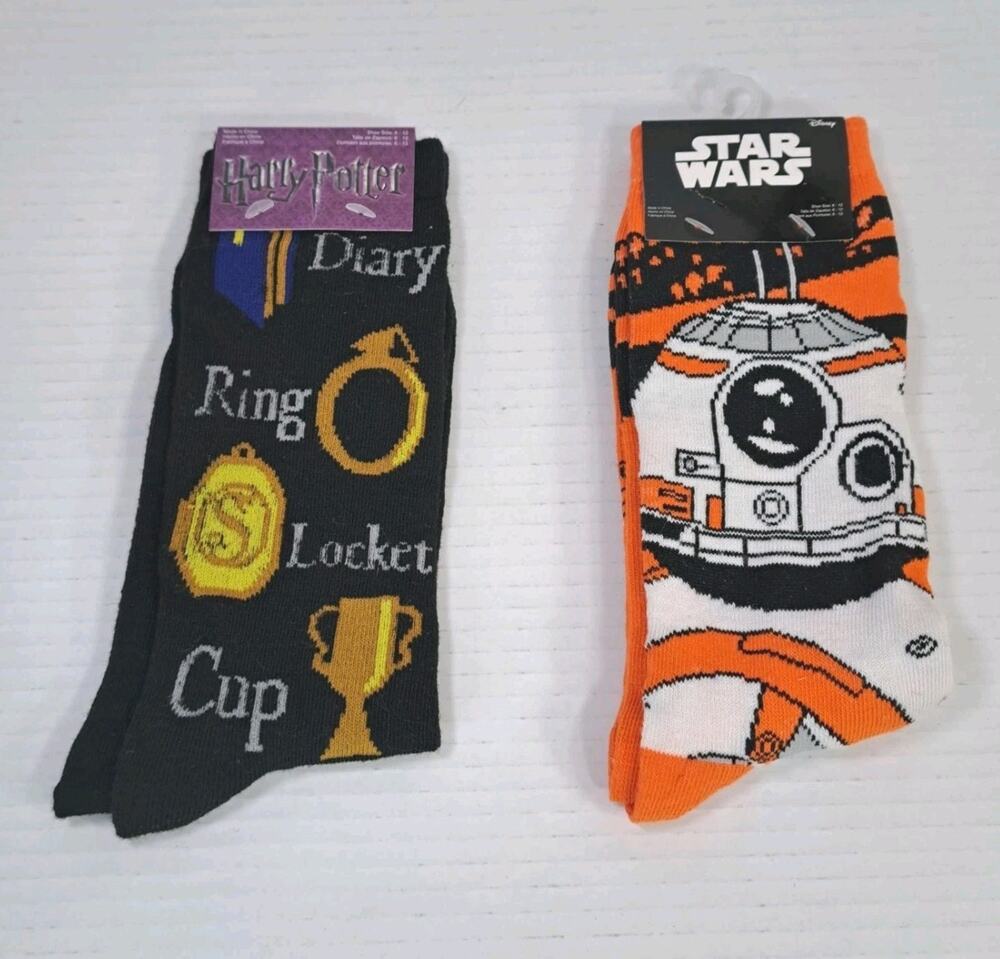 Loot Crate Socks Lot Harry Potter Horcrux Star Wars BB-8 Size 6-12 NEW Lot Socks